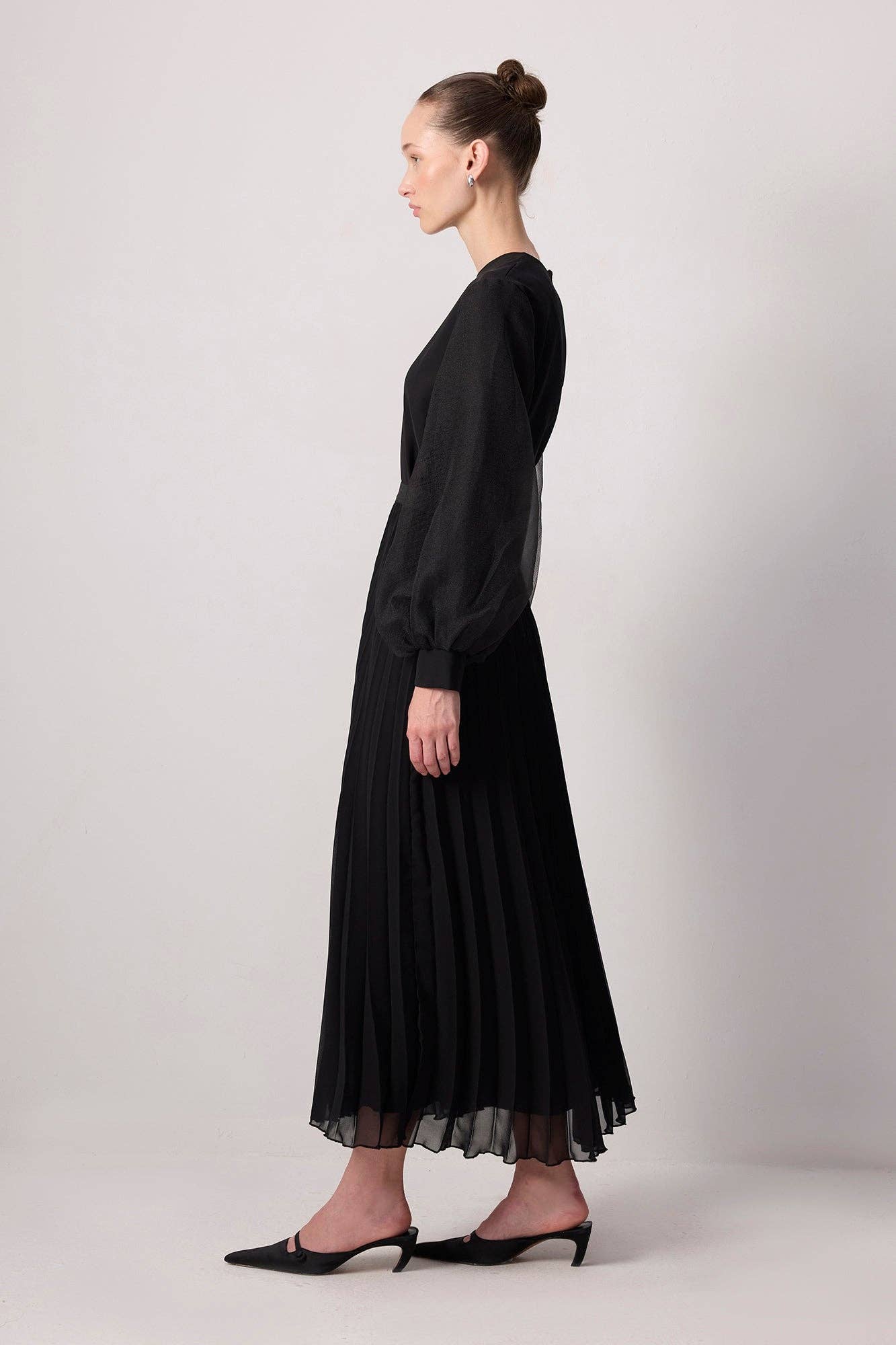 Gonna midi plissettata in chiffon