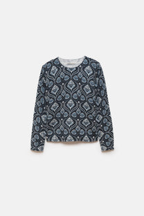 Maglione jacquard in maglia con motivo geometrico