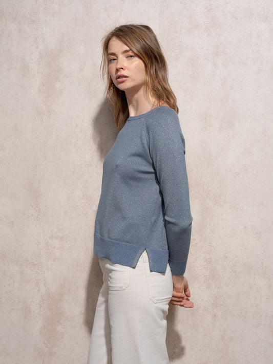 Maglione girocollo in lurex da donna