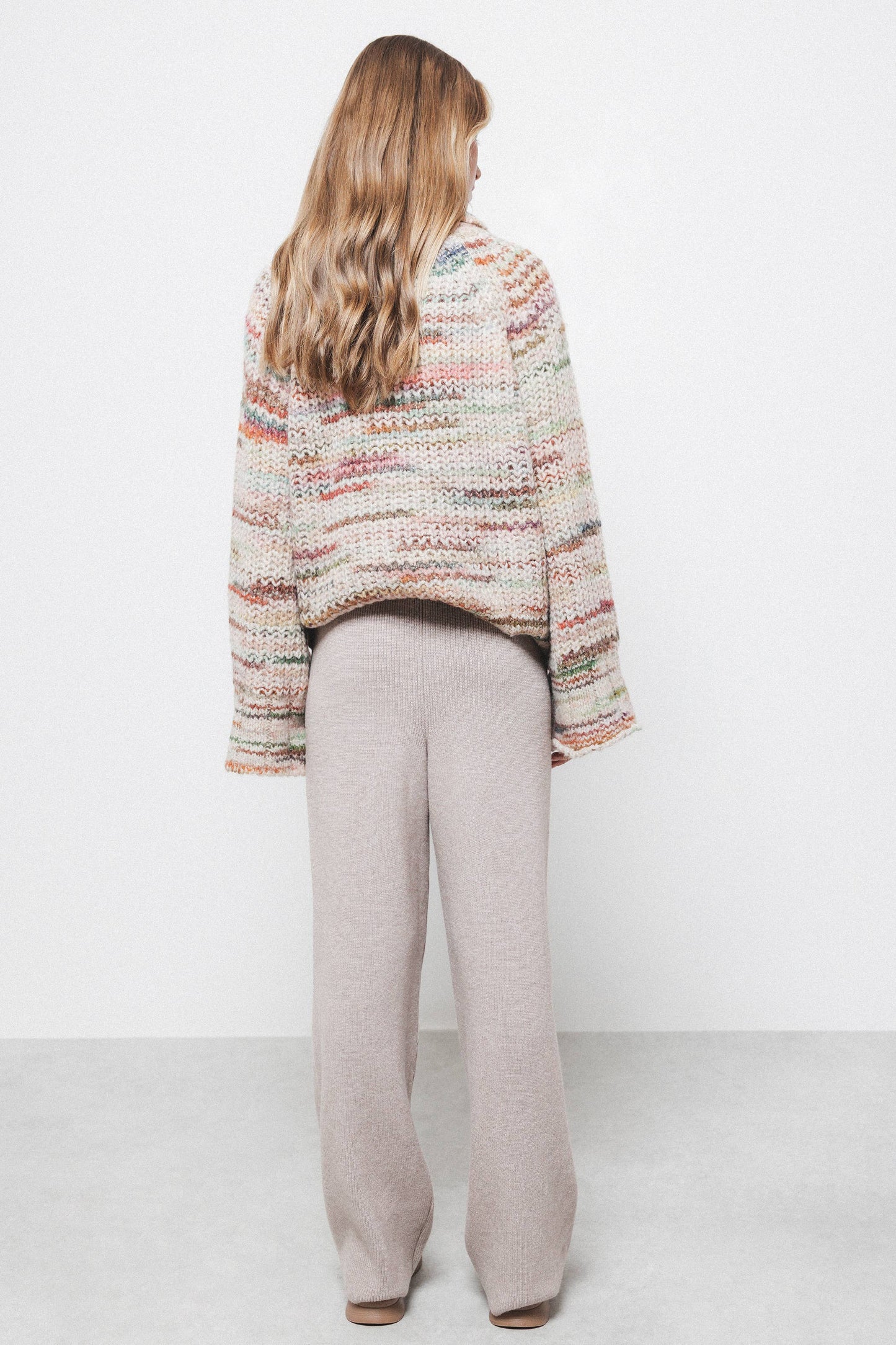 Pantaloni in maglia liscia a vita alta con coulisse