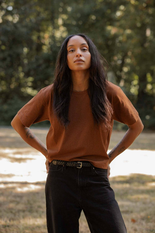 T-shirt boxy riciclata bronzo