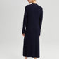 Abito lungo a costine con collo alto in blu navy