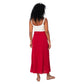Gonna lunga estiva boho in cotone e lino bordeaux