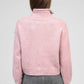 Cardigan in maglia rosa antico con collo alto e bottoni