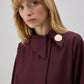 Camicia asimmetrica in popeline bordeaux