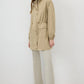 Giacca beige con colletto dritto e coulisse in vita
