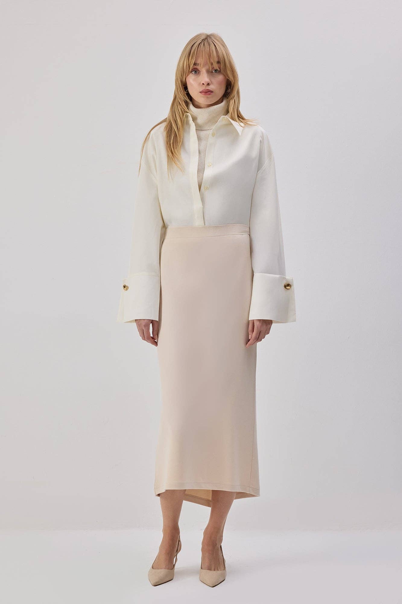Gonna midi in maglia con vita elasticizzata