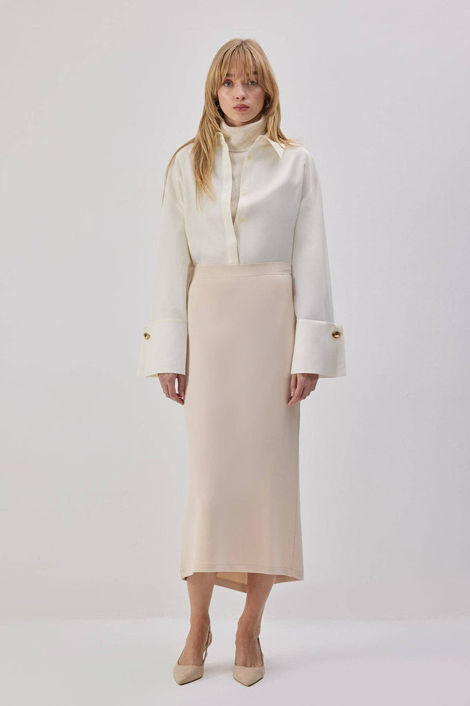 Gonna midi in maglia con vita elasticizzata