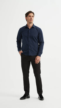 Camicia blu navy comoda no stiro