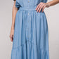 Gonna midi in denim leggero con bottoni frontali