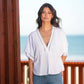 Blusa in lino con scollo a V