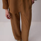 Completo Cupra camicia e pantaloni con micro strass cammello