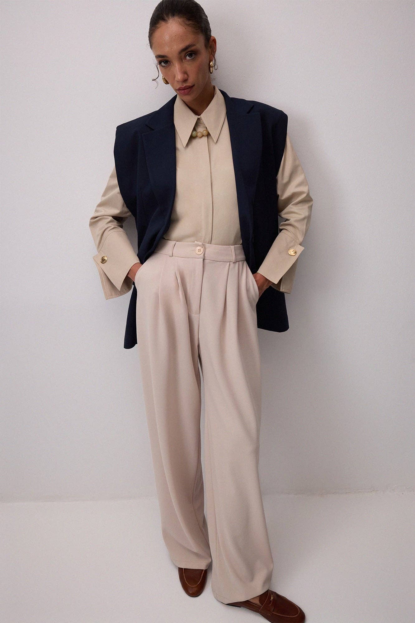 Blazer imbottito asimmetrico blu navy
