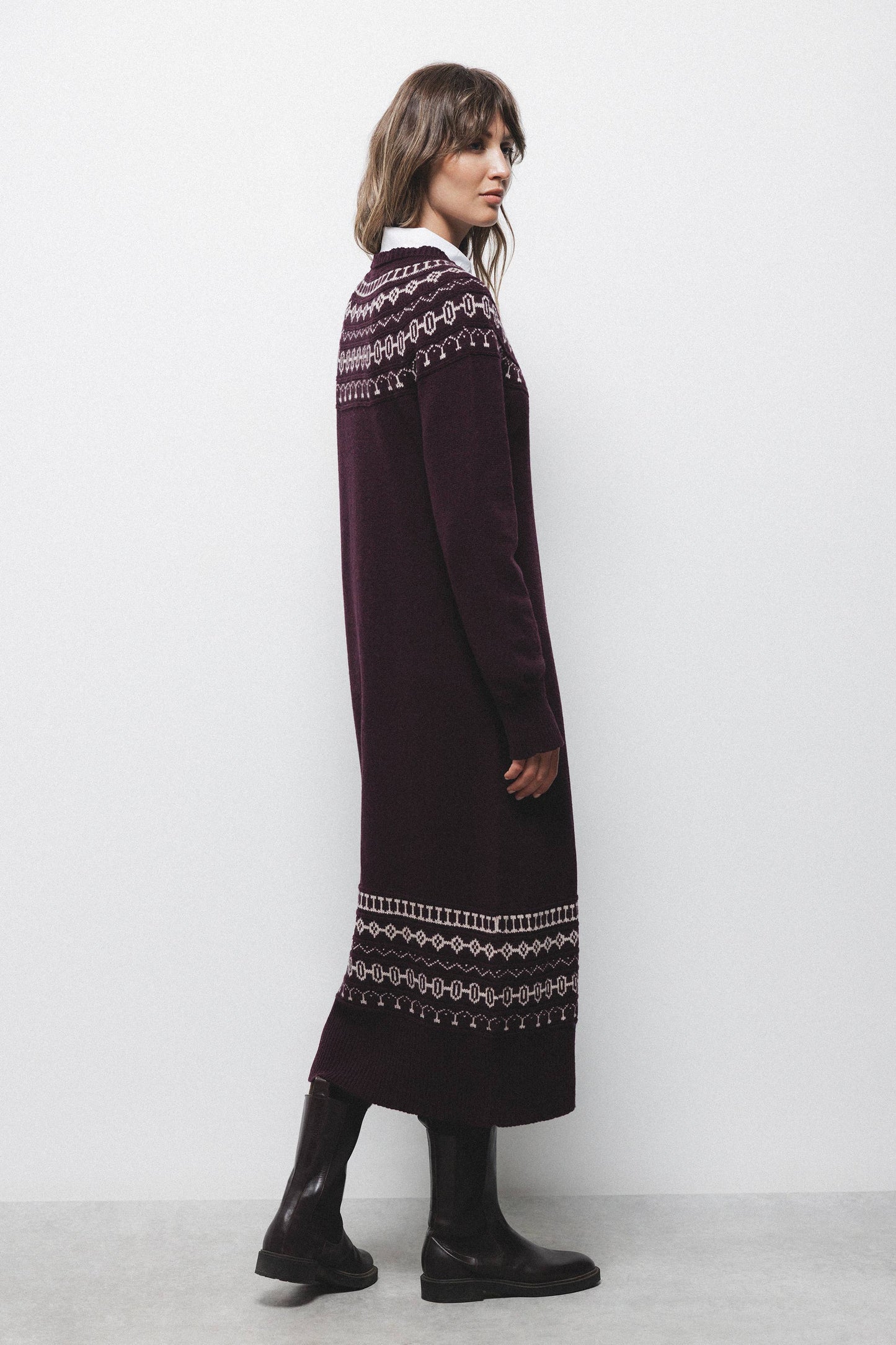 Abito in maglia jacquard in lana