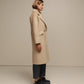 Cappotto doppiopetto color cammello da donna