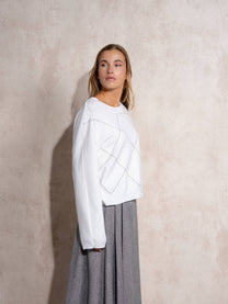 Maglione in maglia con motivo a rombi
