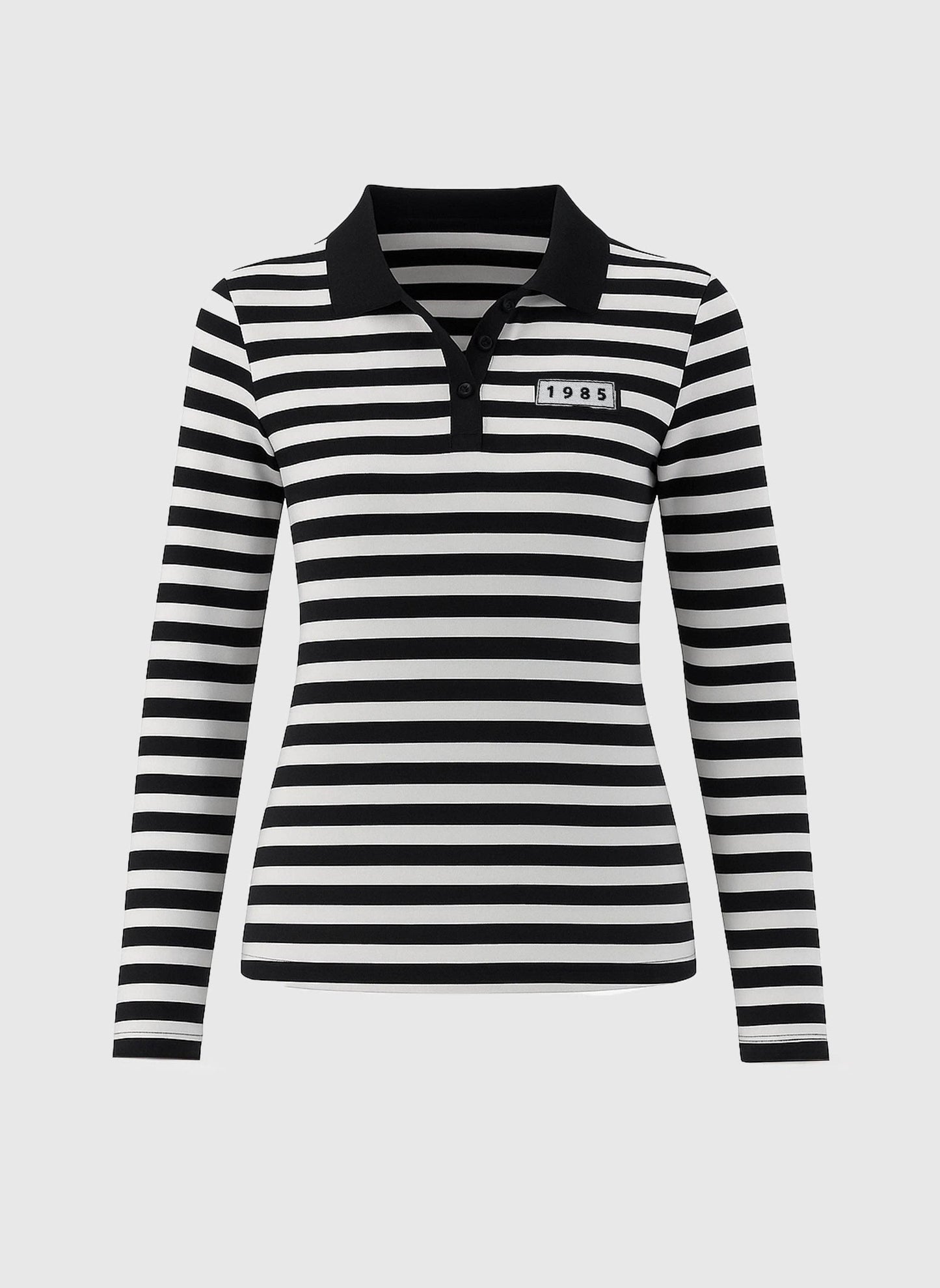 Polo a righe bicolore con maniche lunghe