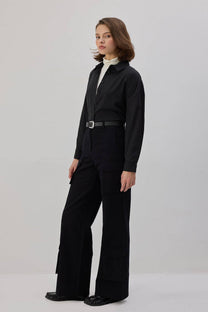 Pantaloni cargo in gabardine neri