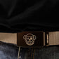 Cintura regolabile beige in nylon con fibbia nera