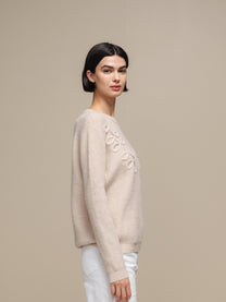 Maglione in maglia con applicazioni a foglia
