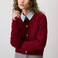 Cardigan in maglia a trecce bordeaux con bottoni