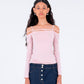 Top Metropolis con scollo off-shoulder e maniche lunghe
