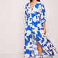 Abito lungo oversize con stampa astratta blu