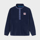 Felpa in pile blu navy con colletto a bottoni