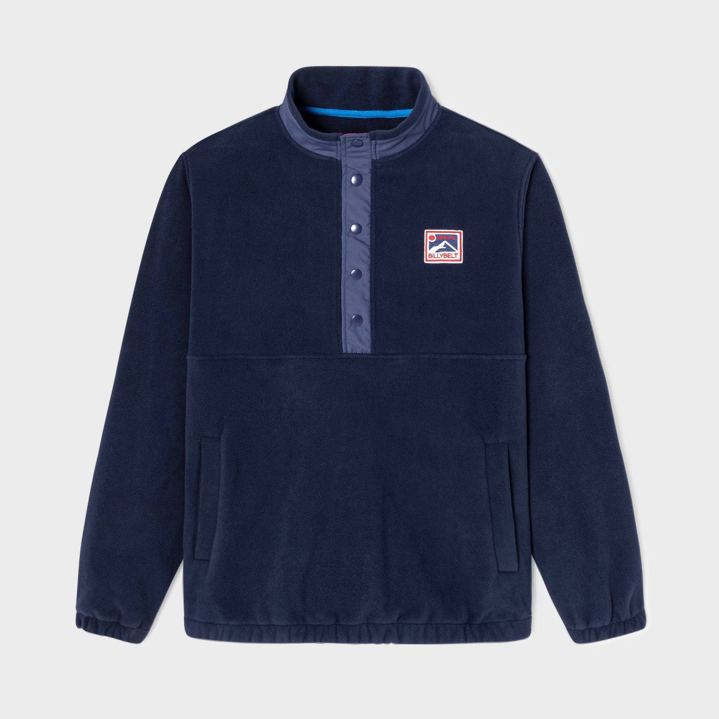 Felpa in pile blu navy con colletto a bottoni