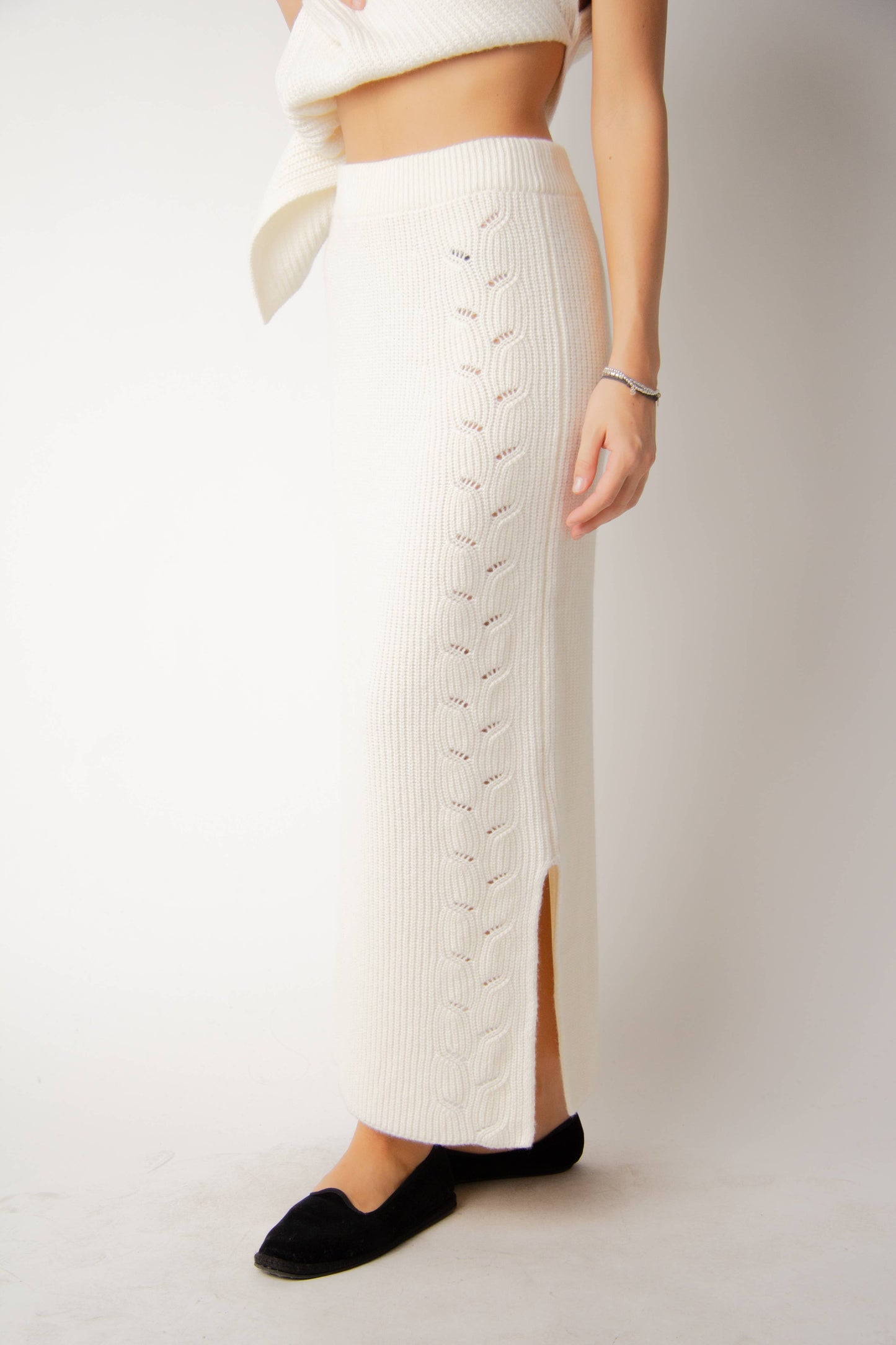 Gonna lunga a trecce in misto cashmere