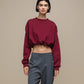 Felpa cropped oversize in misto cotone