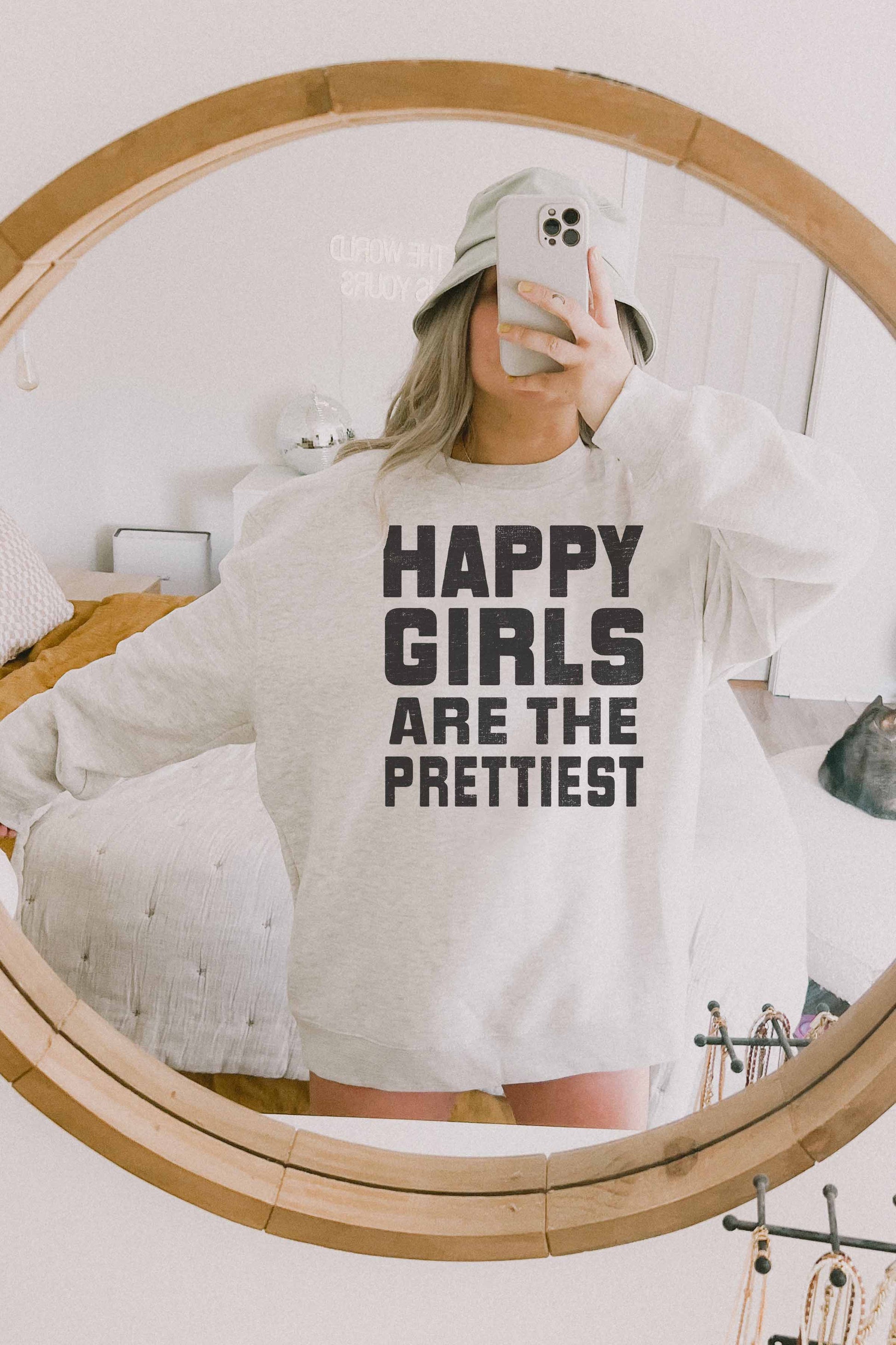 Felpa oversize con stampa “Happy Girls Are The Prettiest”