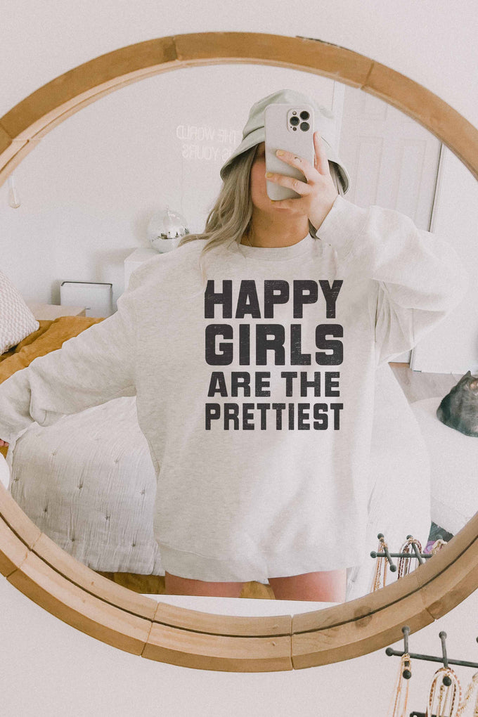 Felpa oversize con stampa “Happy Girls Are The Prettiest”