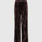 Pantaloni in velluto a vita alta color cioccolato