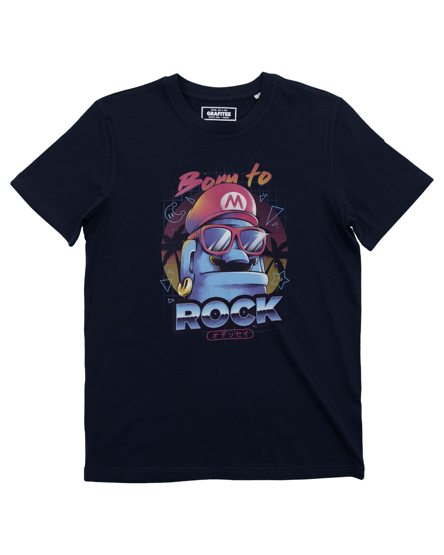 T-shirt unisex Born to Rock Mario Bros blu navy
