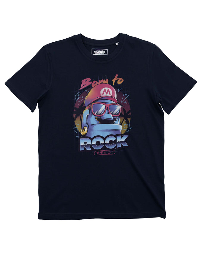 T-shirt unisex Born to Rock Mario Bros blu navy