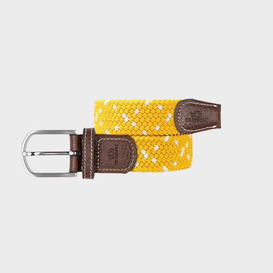 Cintura elastica intrecciata Izamal giallo e bianco