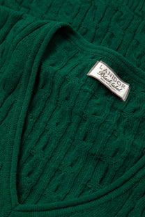 Maglione in Lana a Trecce con Scollo a V