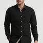 Camicia slim fit nera con dettagli tartan