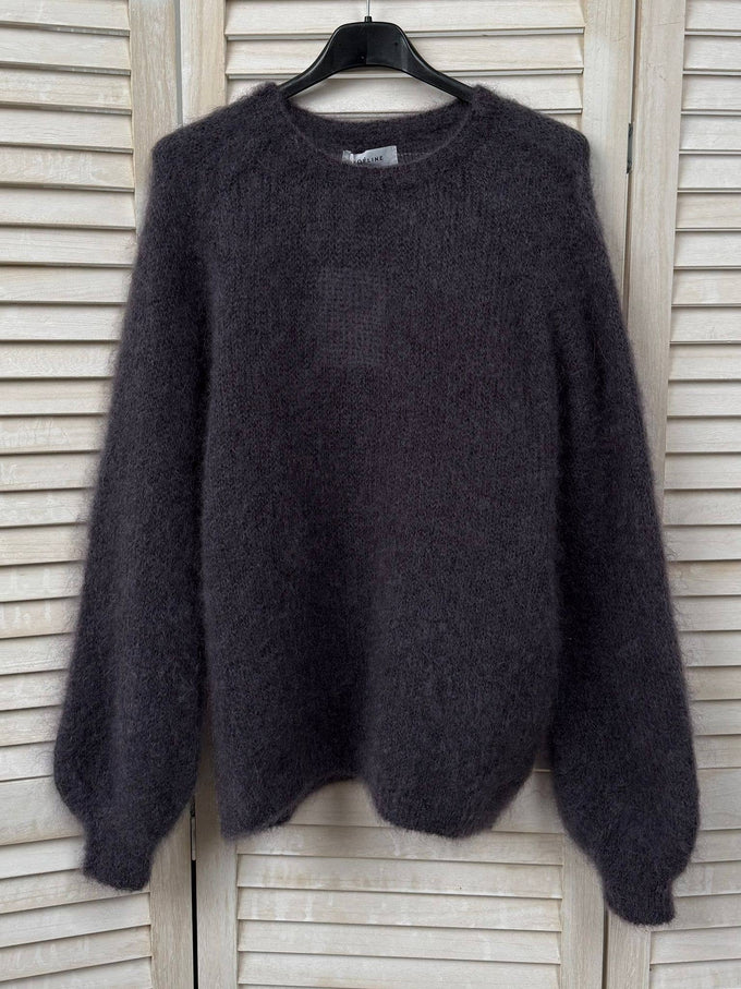 Maglione smanicato oversize in maglia spessa color fico