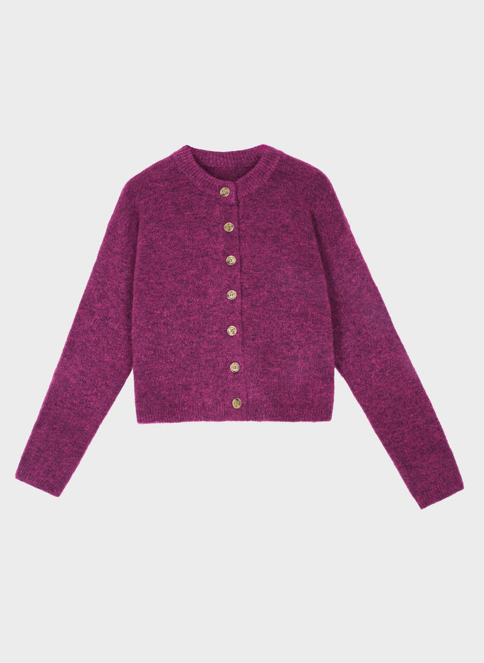 Cardigan corto in maglia porpora Letiana
