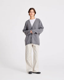 Cardigan Edith in lana d’agnello biologica grigio mélange