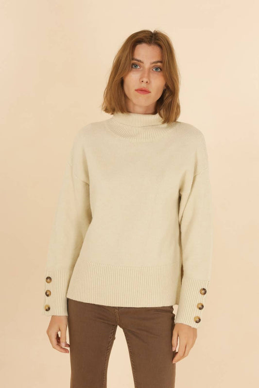 Maglione dolcevita in maglia Matis con polsini a bottoni