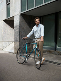 Camicia su misura easy in cotone a righe azzurre