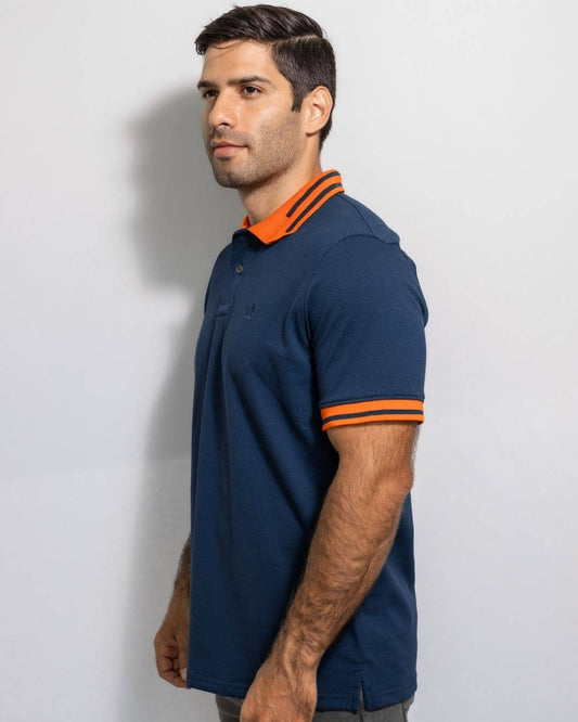 Polo uomo antimacchia bicolor in piqué