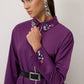 Camicia lunga viola con colletto gioiello