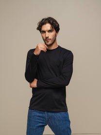 Maglia uomo girocollo a manica lunga in cotone e poliestere