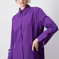 Camicia in popeline viola con polsini larghi decorativi in misto cotone
