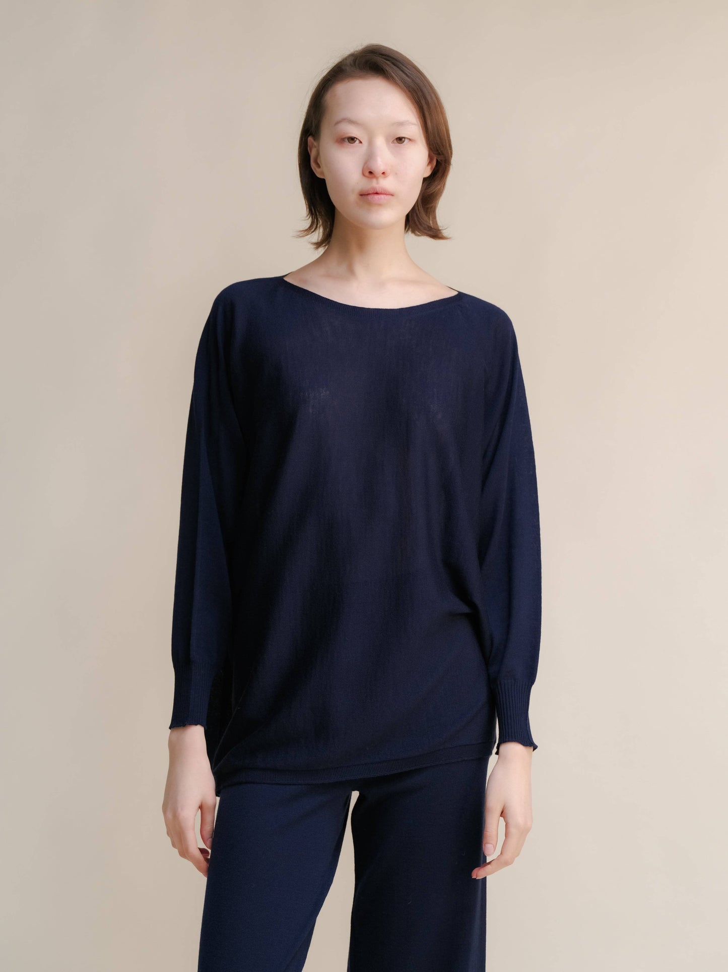 Pullover oversize a barchetta in lana merino extrafine