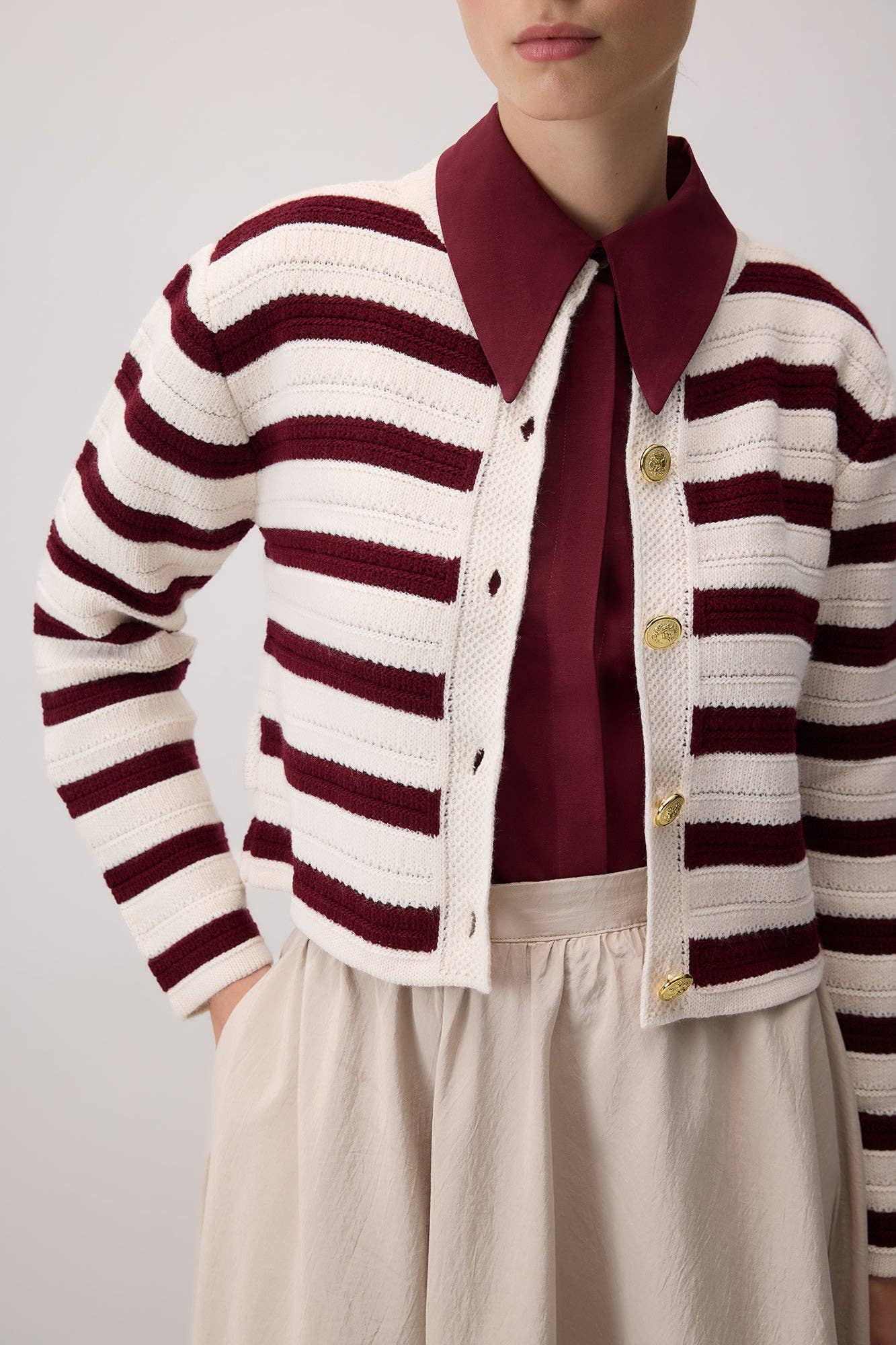 Cardigan a righe in maglia